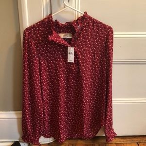 Loft Henley Ruffle Blouse